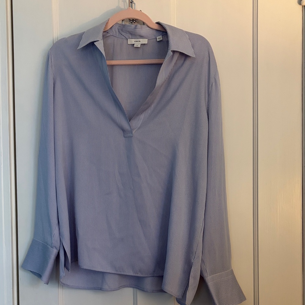 Vince Light Blue Silk Blouse